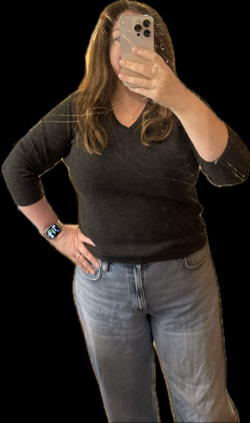 Customer photo review of Charcoal Grey Cashmere V Neck Jumper Large