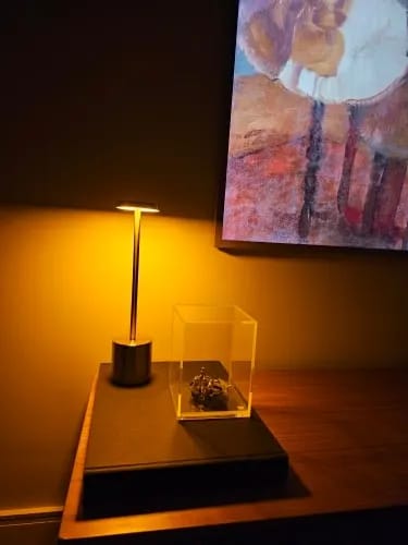 Customer photo review of Gold Table Lamp for Bedside, Cordless Rechargeable, 34 cm