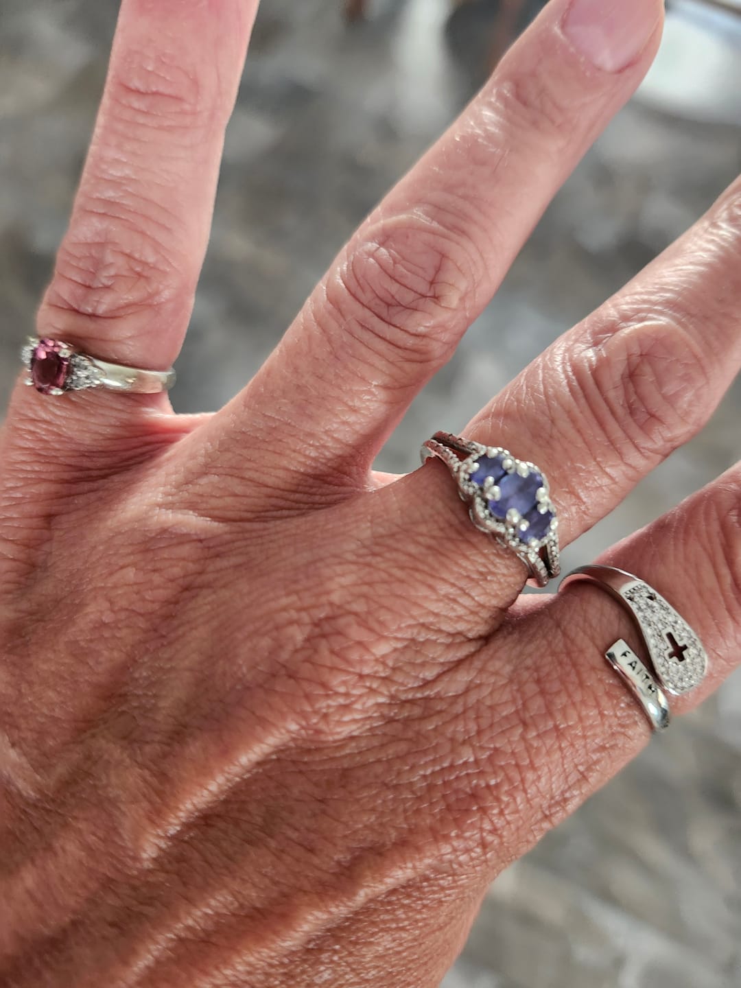 Customer photo review of "FAITH" Handmade Christian Family Ring in Zircon & 925 Sterling Silver (GIFTING OFFER)
