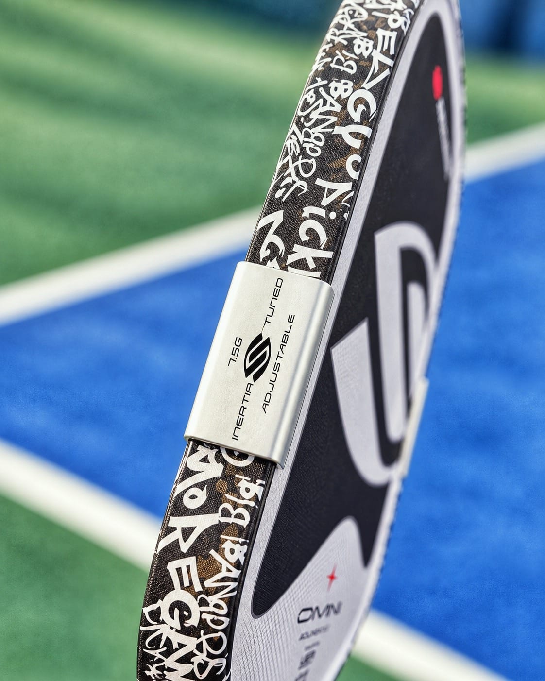 Customer photo review of White Graffiti Edge Tape (3 pack) - Pickleball Paddle Edge Tape