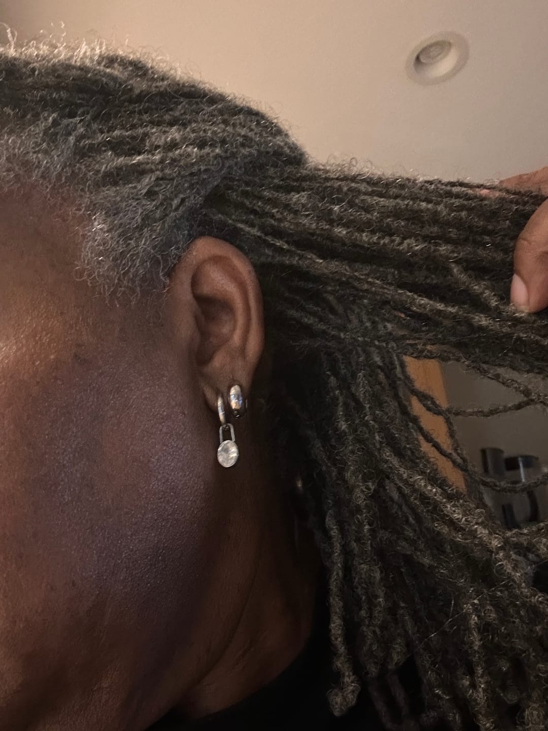 Customer photo review of Diamond Lock Earrings