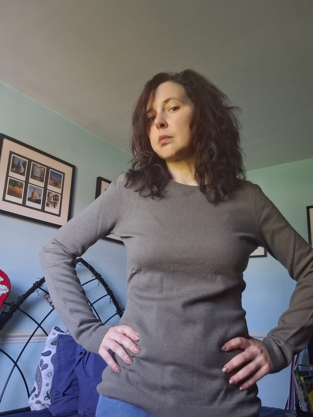 Customer photo review of Mushroom Brown Italian Cashmere Crew Neck Jumper Small