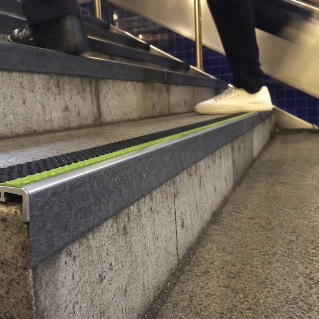 Customer photo review of Aluminium Surface Fixed Stair Nosing 10mm and 12.5mm Heavy Duty Anti-Slip Insert