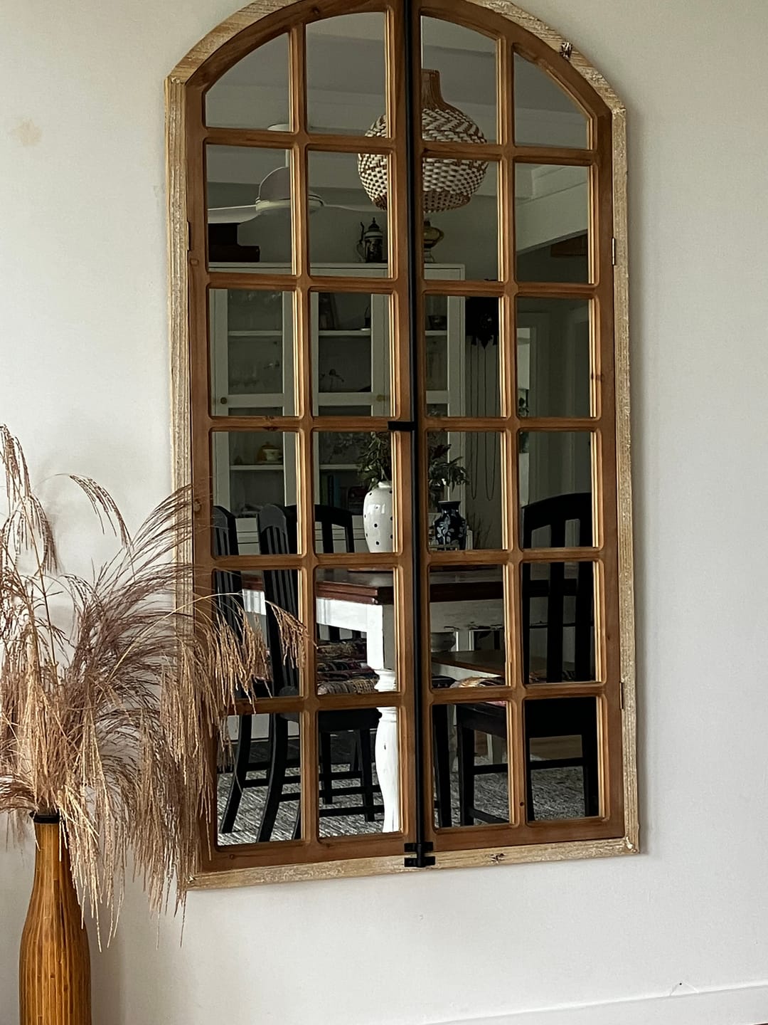Customer photo review of Mathieu French Provincial Arch Window Mirror, Natural Timber & Iron