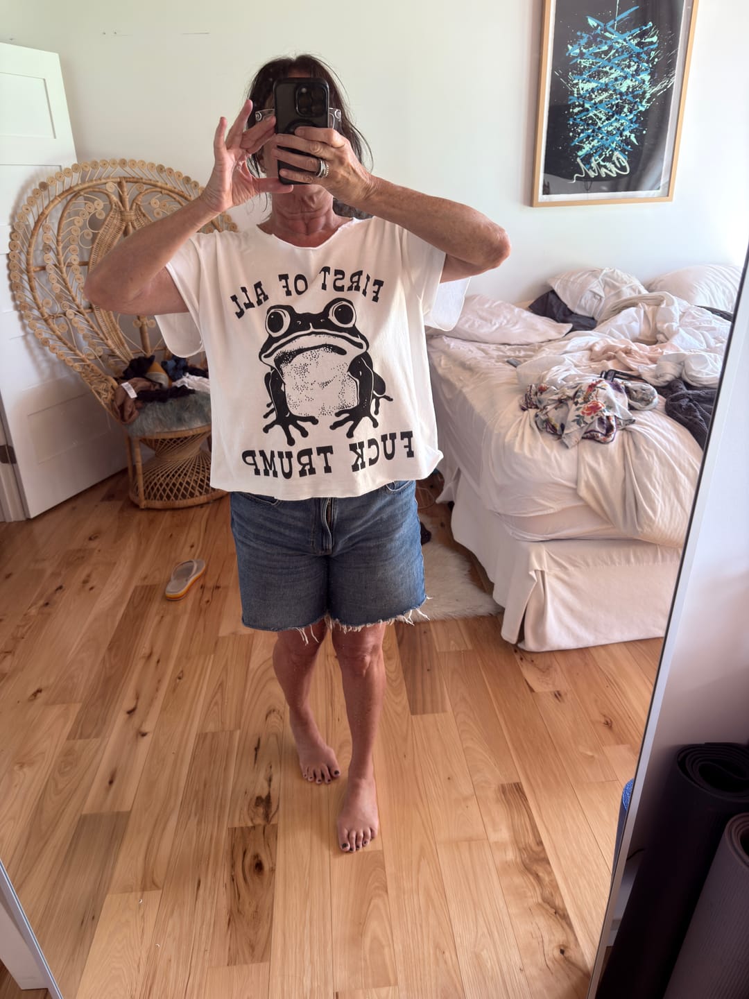 Customer photo review of First of All Fuck Trump Frog Tee