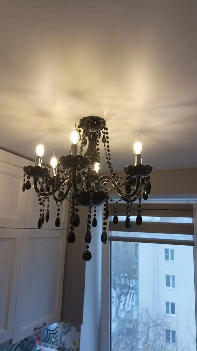 Customer photo review of Crystal Chandelier for Living Room, Cascading Drops, 18 Lights