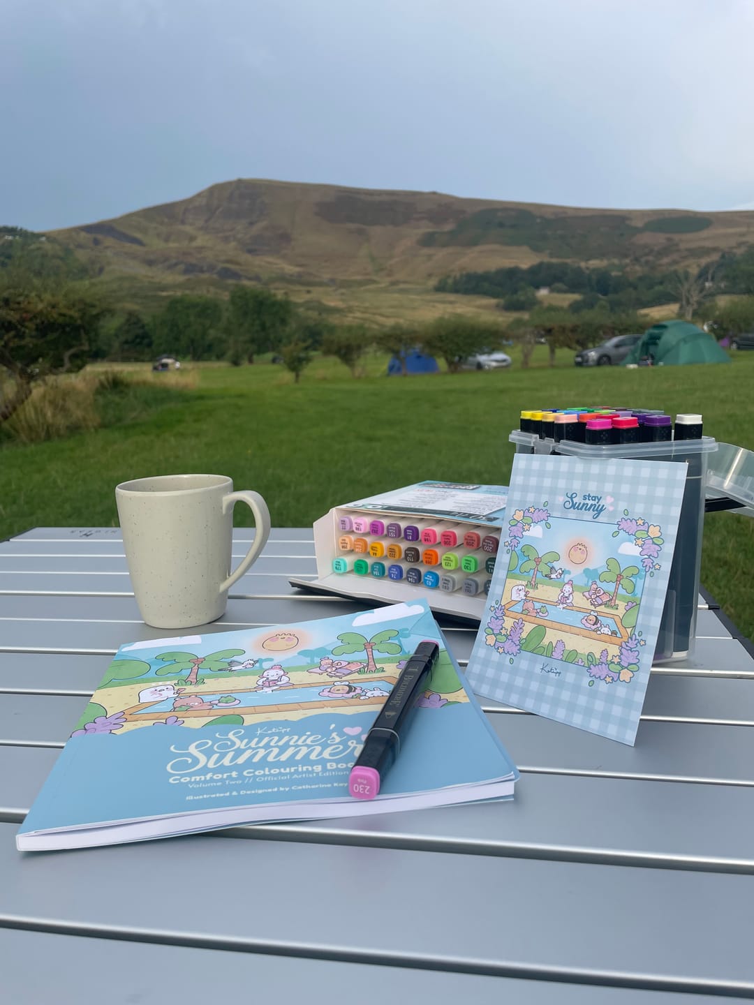 Customer photo review of Katnipp Sunnie's Summer Colour Capture Card | Adult Colouring Book Bleed Protection Card | Marker Protection Sheet