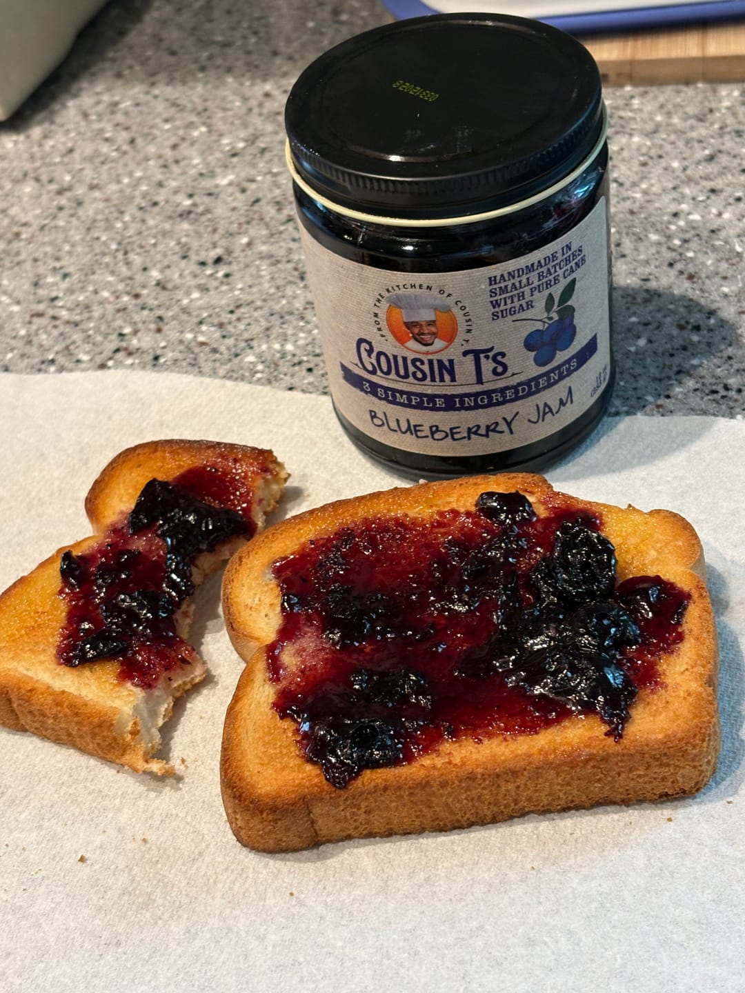 Customer photo review of Cousin T's Gourmet Blueberry Jam
