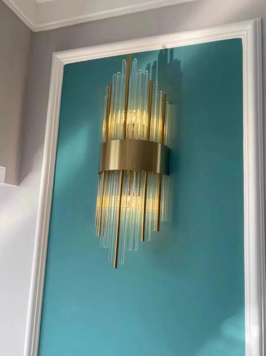 Customer photo review of Black Wall Light for Hallway, Slim Crystal Rods, 56 cm