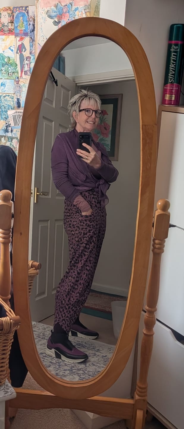 Customer photo review of Leopard Print Barrel Leg Sweat-Pants