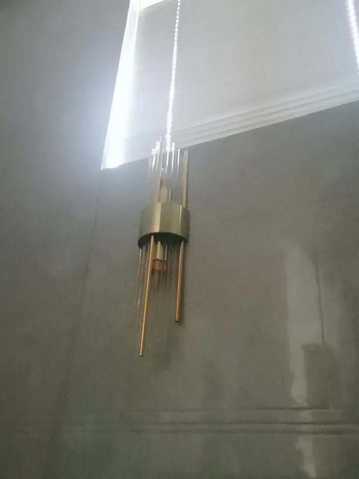 Customer photo review of Black Wall Light for Hallway, Slim Crystal Rods, 56 cm