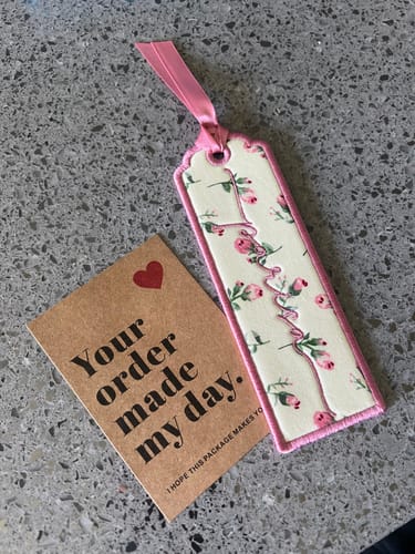 Customer photo review of Custom Name Embroidered Bookmark