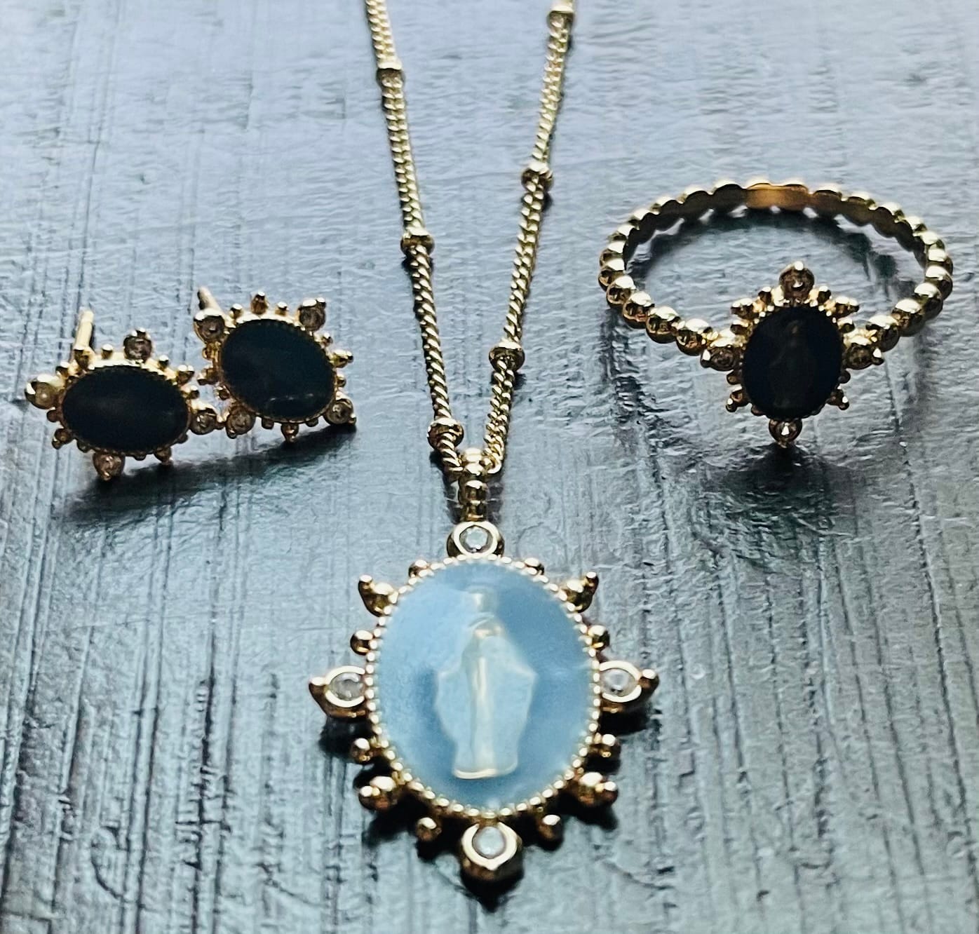 Customer photo review of Lady Lourdes Pendant - French Blue