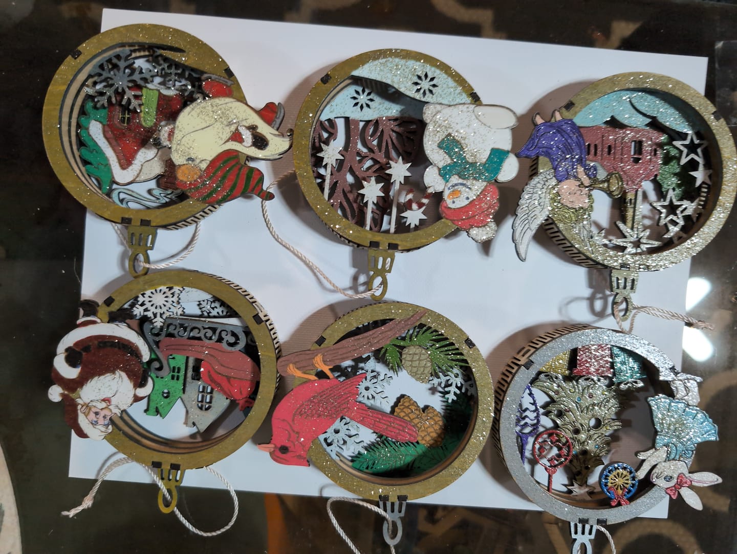 Customer photo review of 6 Flexible Christmas Characters Ornaments Laser Cut SVG