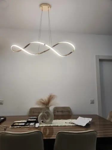 Customer photo review of Gold Chandelier for Bedroom, Twisted Wave Design, 100 cm