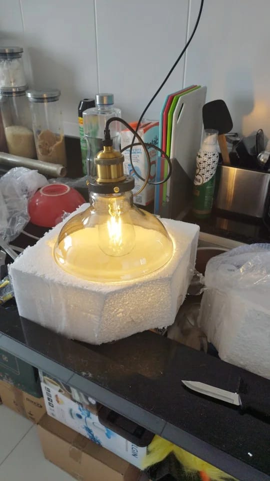 Customer photo review of Grey Pendant Light for Kitchen Island, Vintage Iron Frame, 14-20 cm