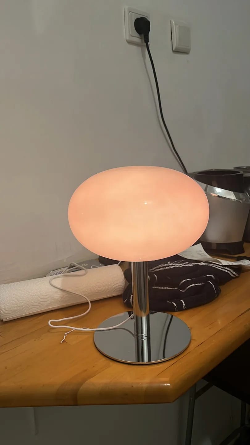 Customer photo review of Pink Glass Table Lamp for Bedside, Iron Base, 22 × 29 cm