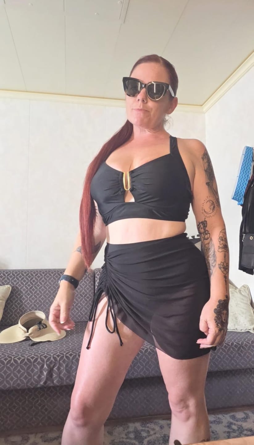 Customer photo review of Women High Waisted Push Up Bikini Sets Mesh Tummy Control Swim Skirt