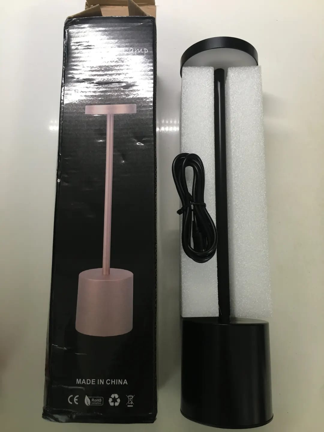 Customer photo review of Gold Table Lamp for Bedside, Cordless Rechargeable, 34 cm
