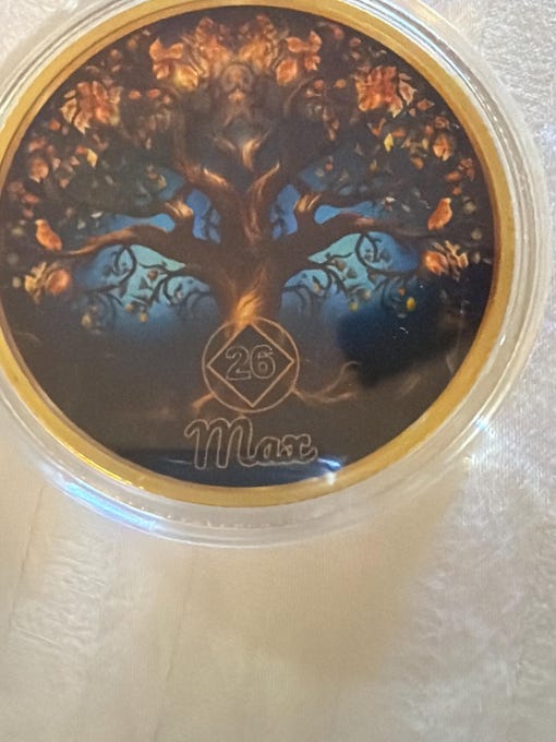 Customer photo review of Personalized Sobriety Coin - Tree of Life