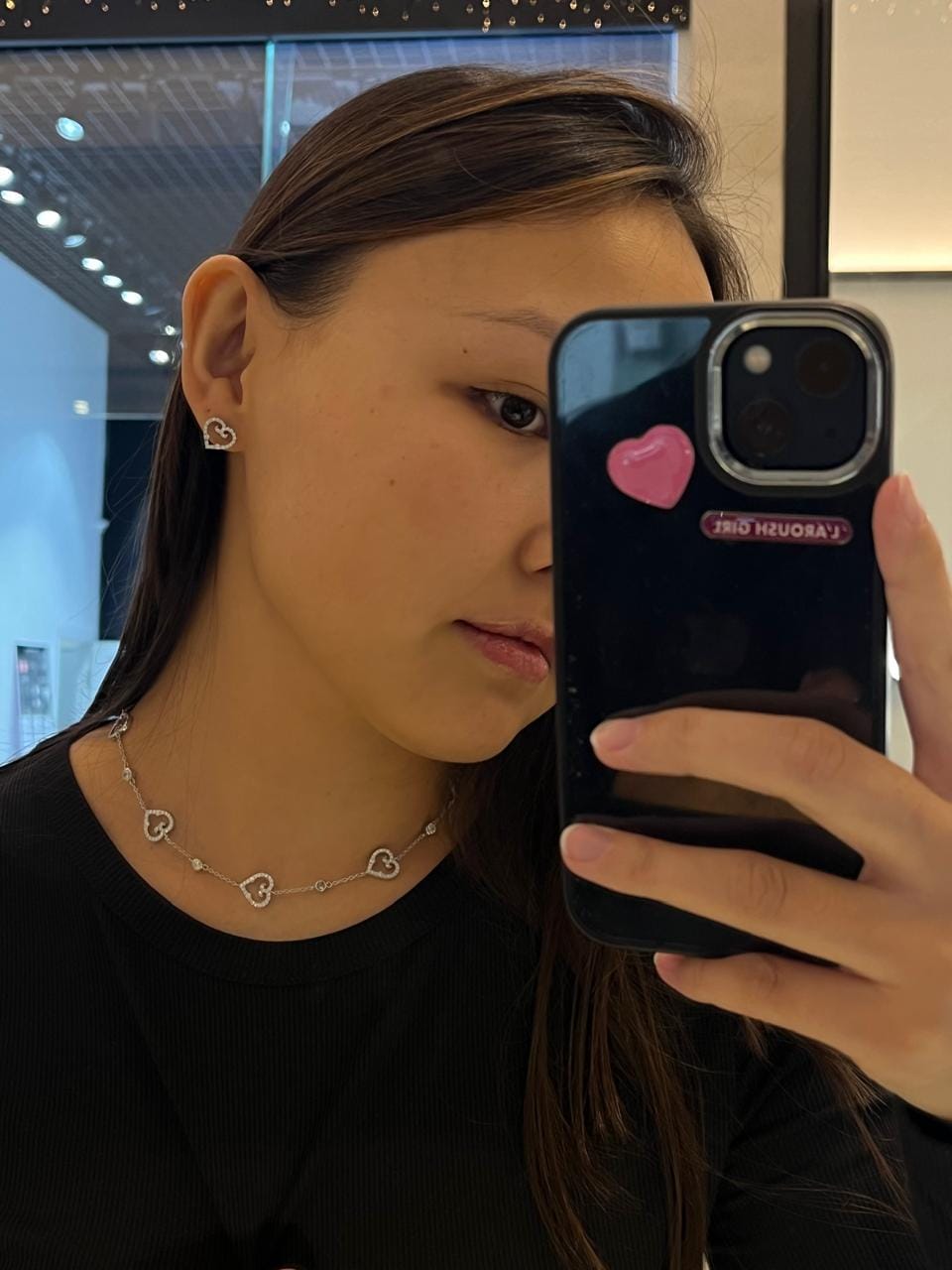 Customer photo review of Heart Stud Earrings