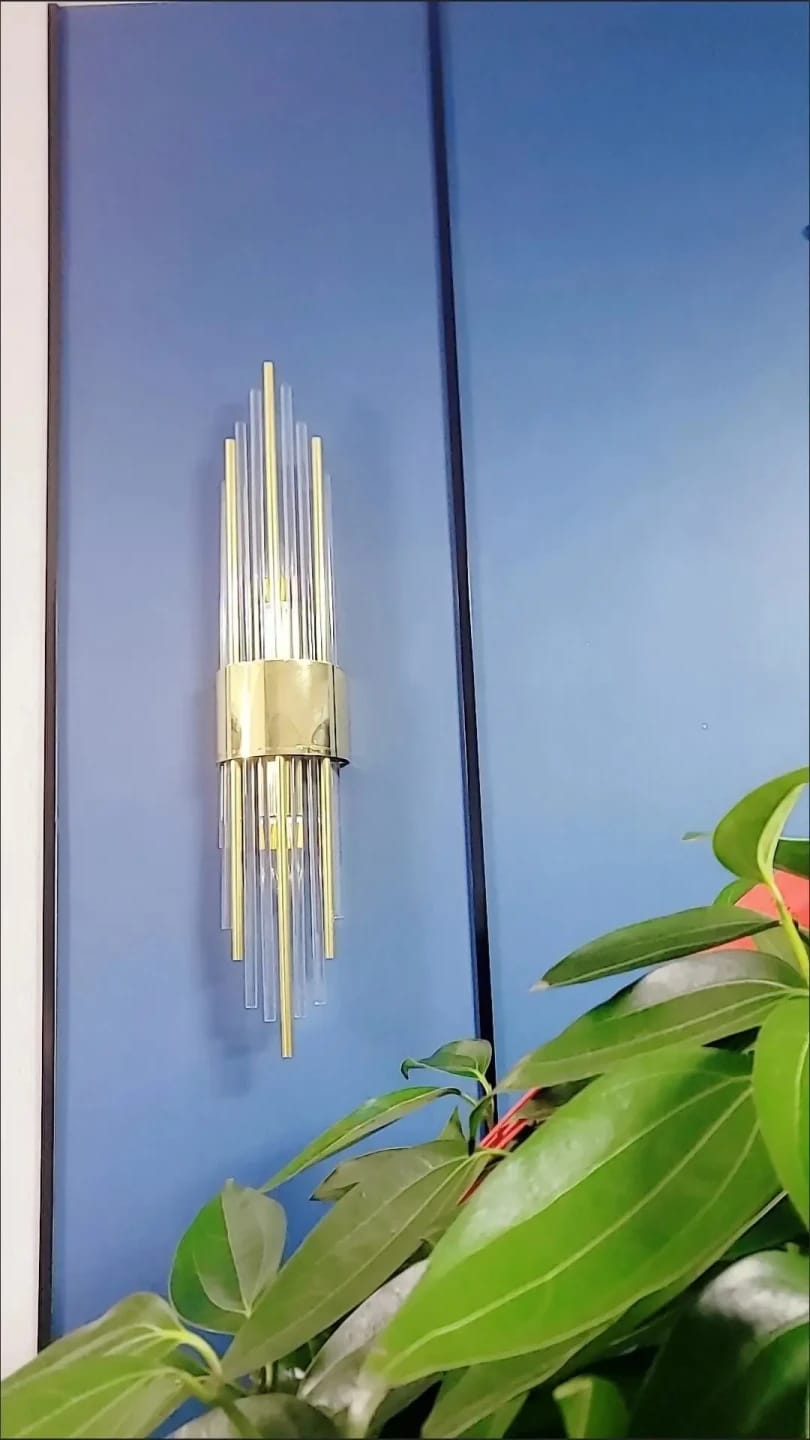 Customer photo review of Black Wall Light for Hallway, Slim Crystal Rods, 56 cm