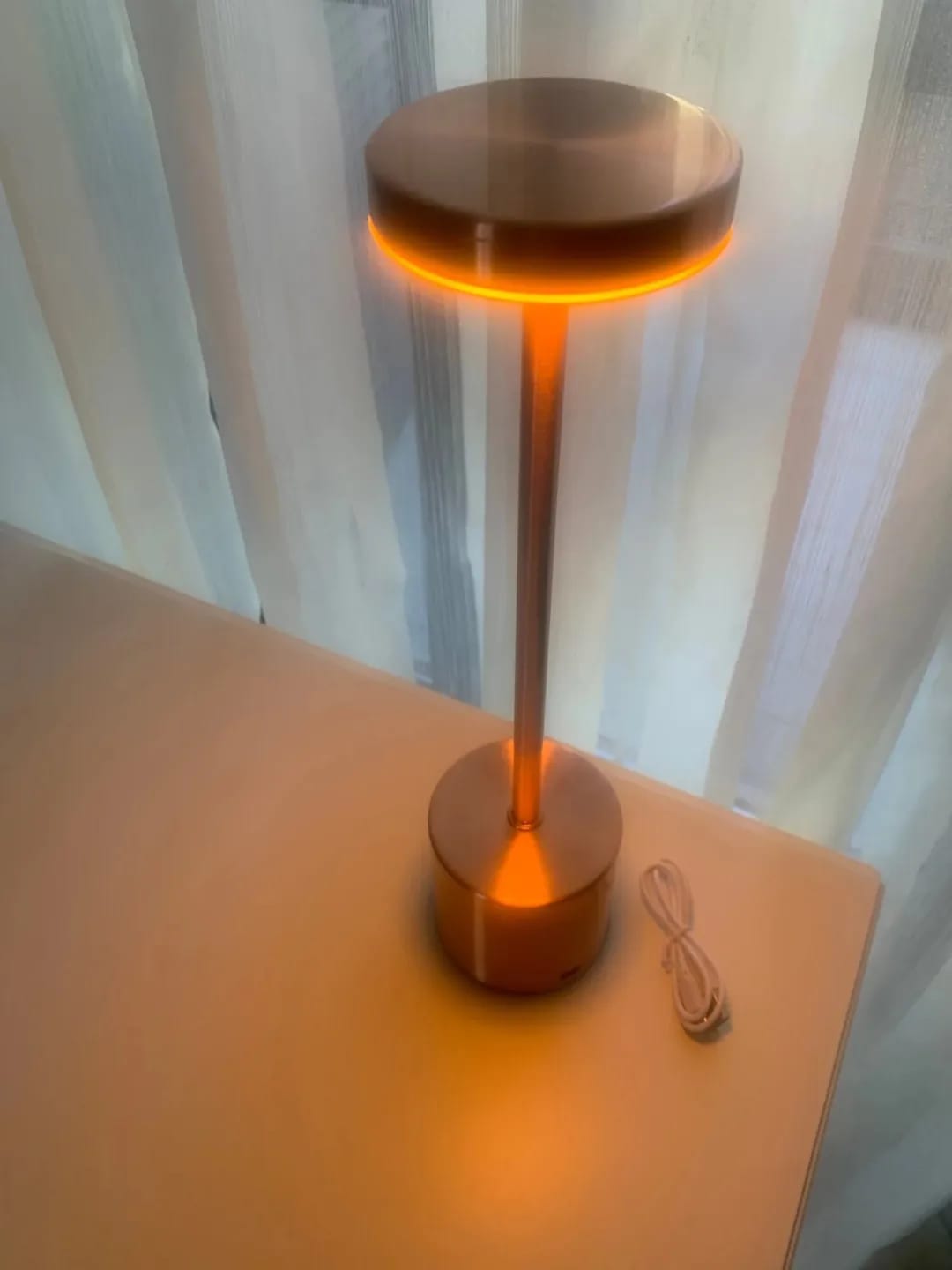 Customer photo review of Gold Table Lamp for Bedside, Cordless Rechargeable, 34 cm