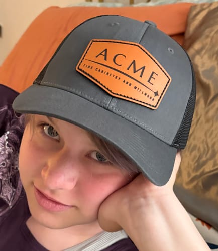 Customer photo review of Premium Custom Leather Patch Hats (Wholesale)
