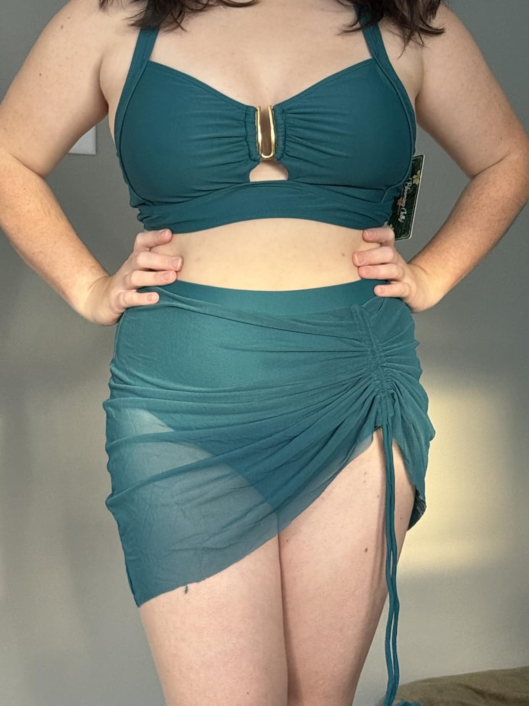 Customer photo review of Women High Waisted Push Up Bikini Sets Mesh Tummy Control Swim Skirt