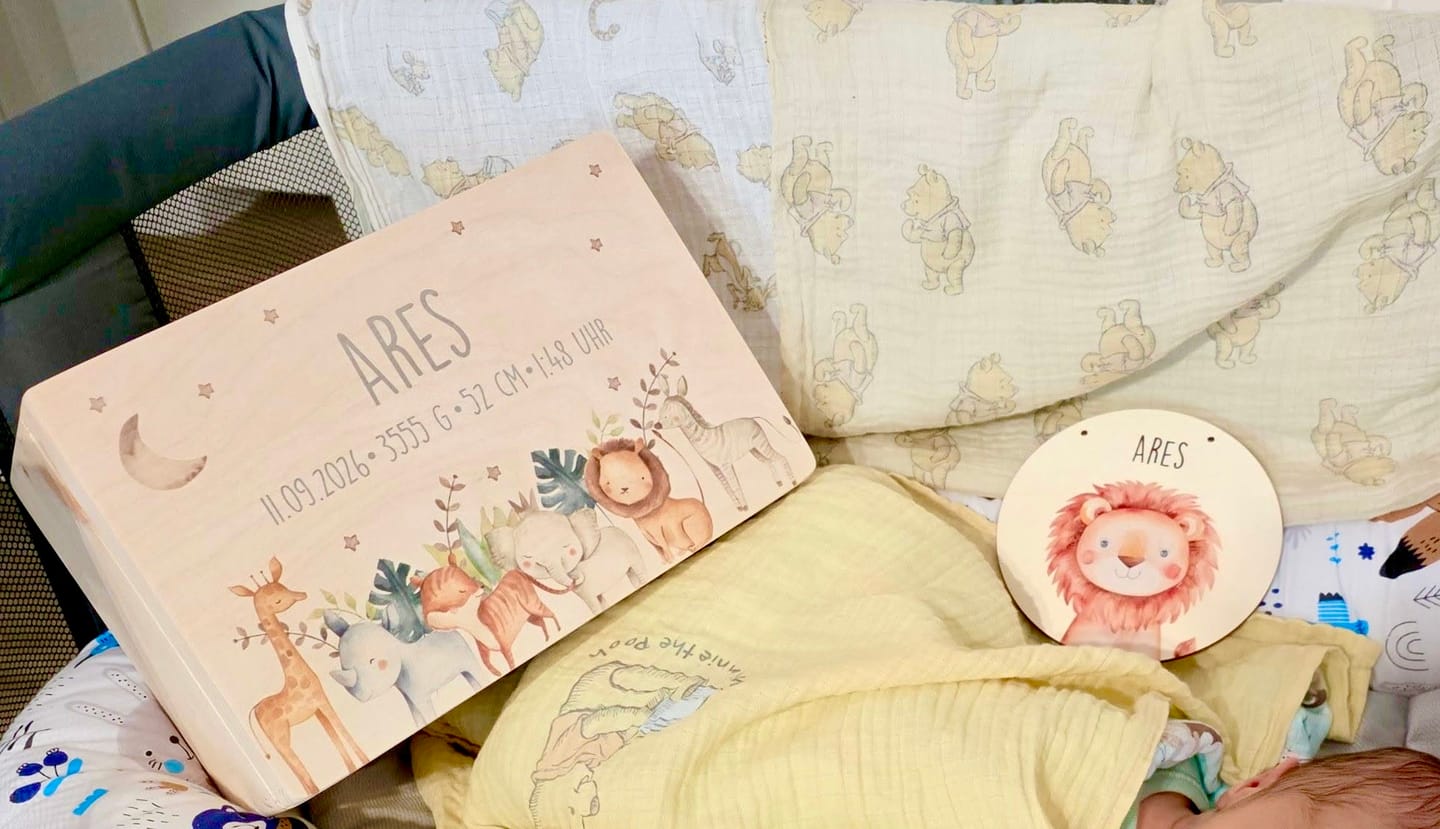 Customer photo review of Erinnerungsbox Baby - Jungle Tiere