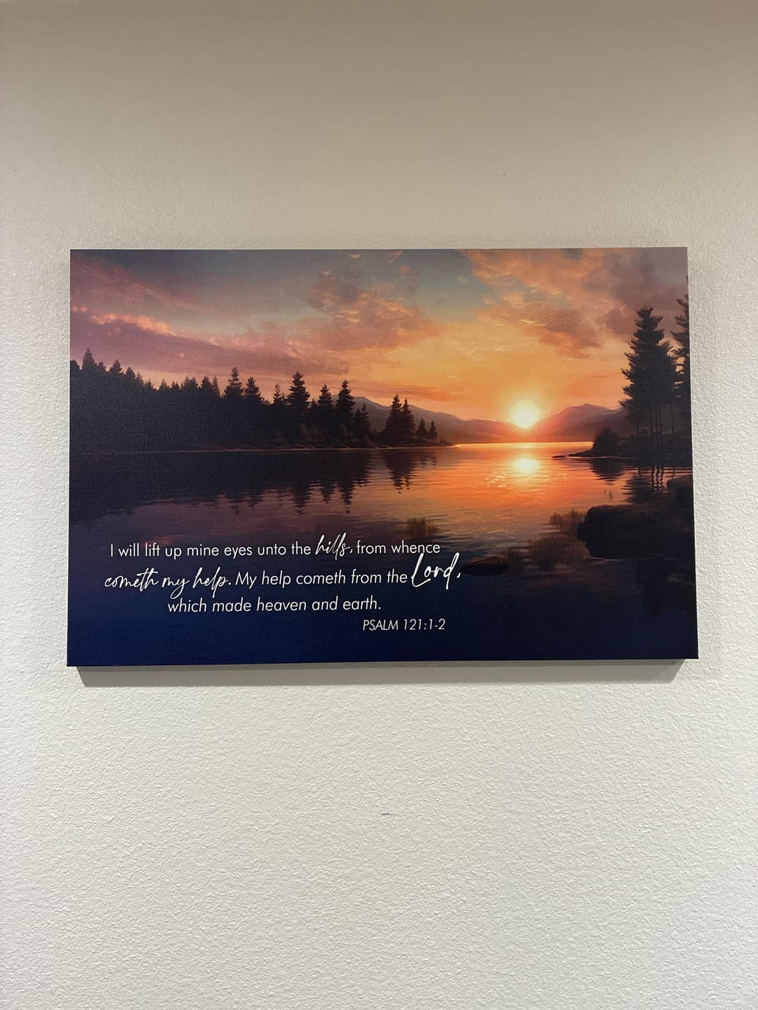 Customer photo review of Psalm 121:1-2 My Help Cometh From The Lord Wall Art Canvas