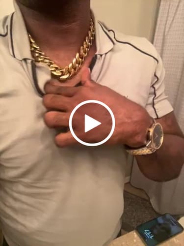 Customer video review of 10-22mm Solid 18k Gold Plated Miami Cuban Link Chain
