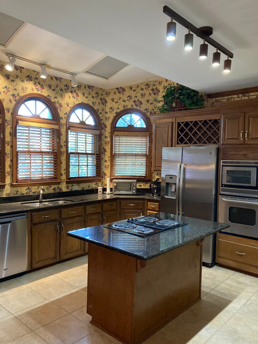 Customer photo review of Farmhouse Walnut Wood 4-Light Linear Semi Flush Track Light
