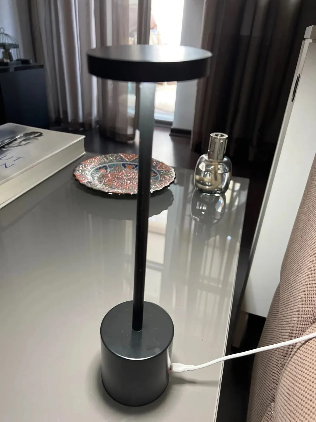 Customer photo review of Gold Table Lamp for Bedside, Cordless Rechargeable, 34 cm