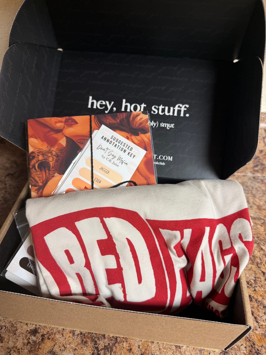 Customer photo review of smut slut book club subscription
