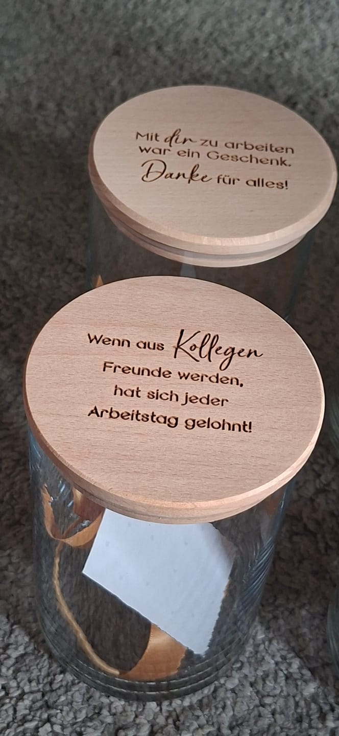 Customer photo review of Geschenk-Glas "Ein kleines Dankeschön für einen großartigen Menschen"
