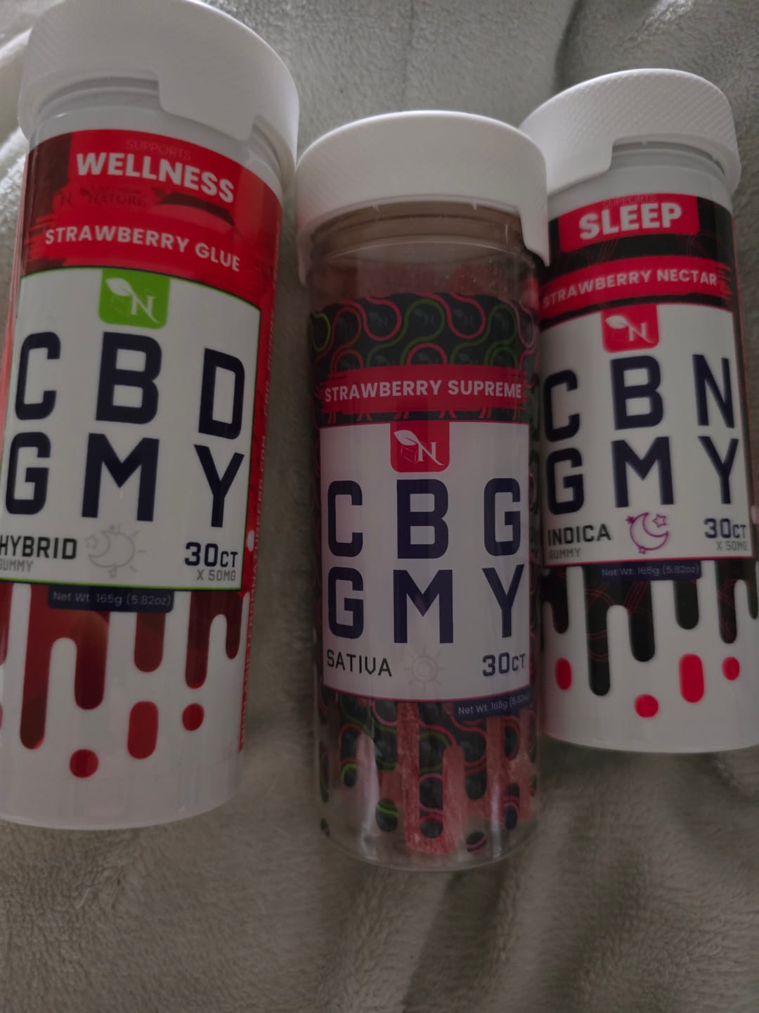 Customer photo review of CBD GUMMIES - FOR BALANCE - 30CT Strawberry Glue 1500mg (50mg ea.) –  HYBRID