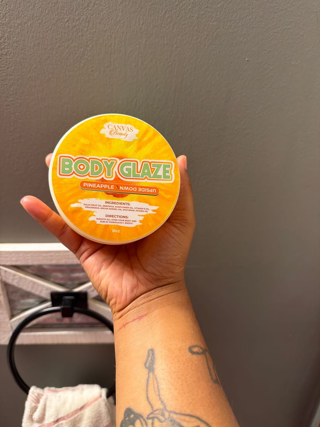 Customer photo review of (NEW) BODY GLAZE: PINEAPPLE UPSIDE DOWN