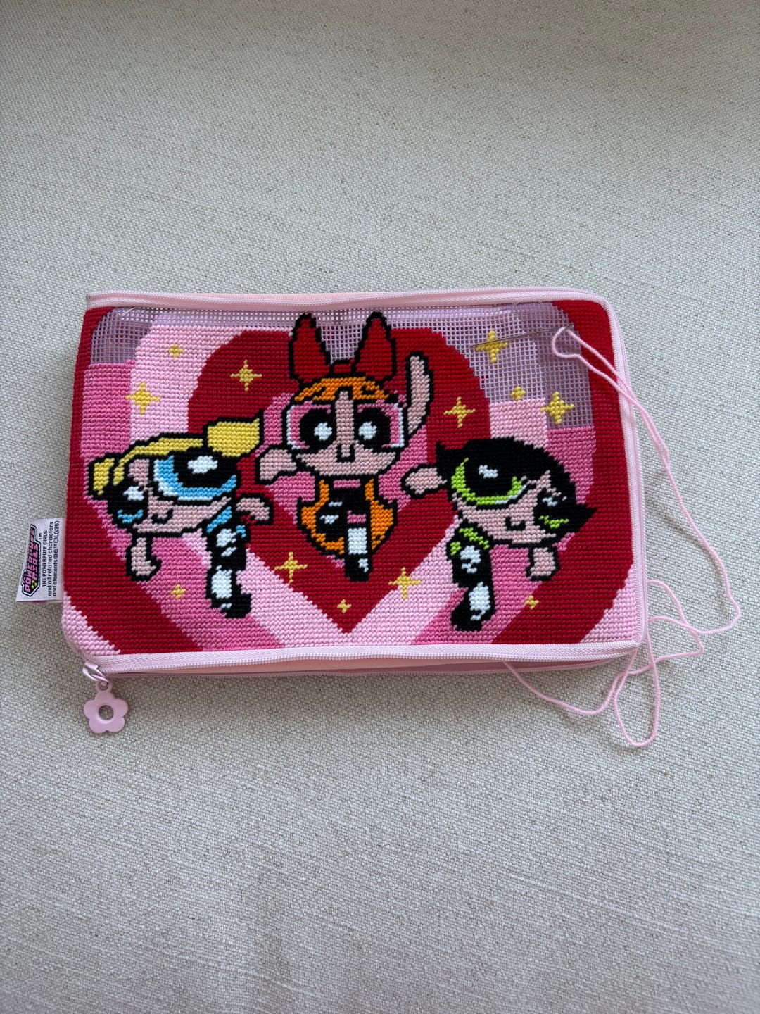 Customer photo review of BEST FRIENDS FOREVER - Needlepoint Pouch Kit