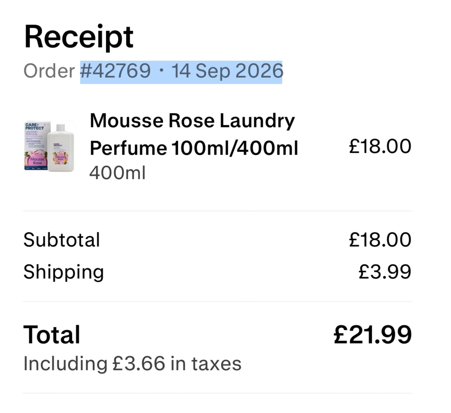 Customer photo review of Mousse Rose Laundry Perfume 100ml/400ml