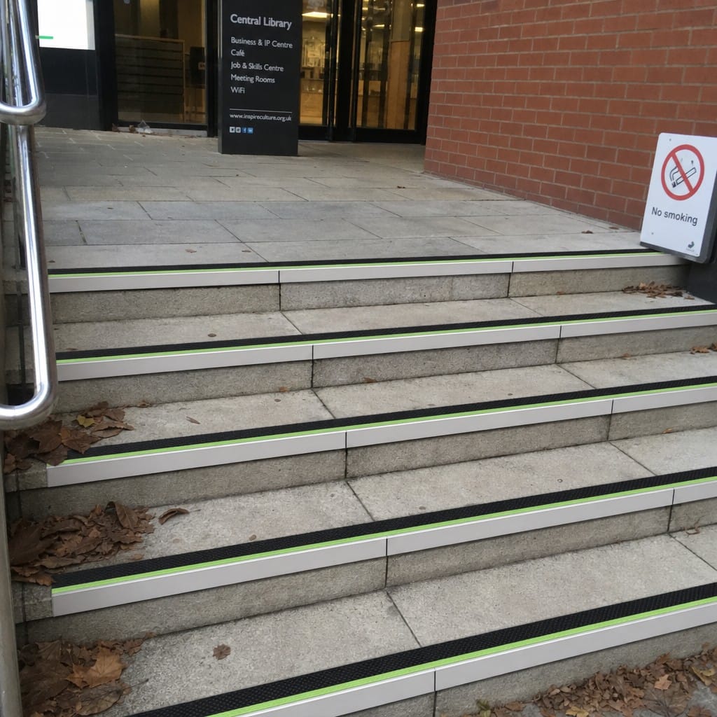 Customer photo review of Aluminium Surface Fixed Stair Nosing 10mm and 12.5mm Heavy Duty Anti-Slip Insert