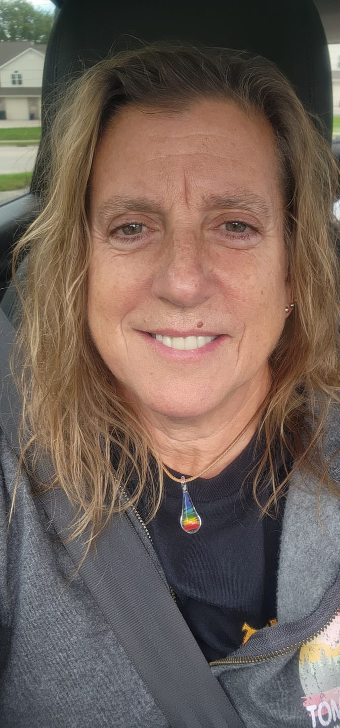 Customer photo review of Dainty Rainbow Drop Pendant