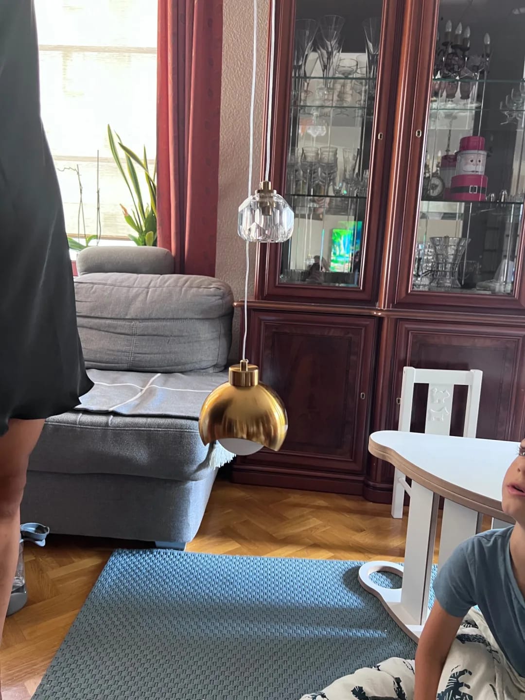 Customer photo review of Gold Pendant Light for Hallway, Adjustable Pulley, 30 cm