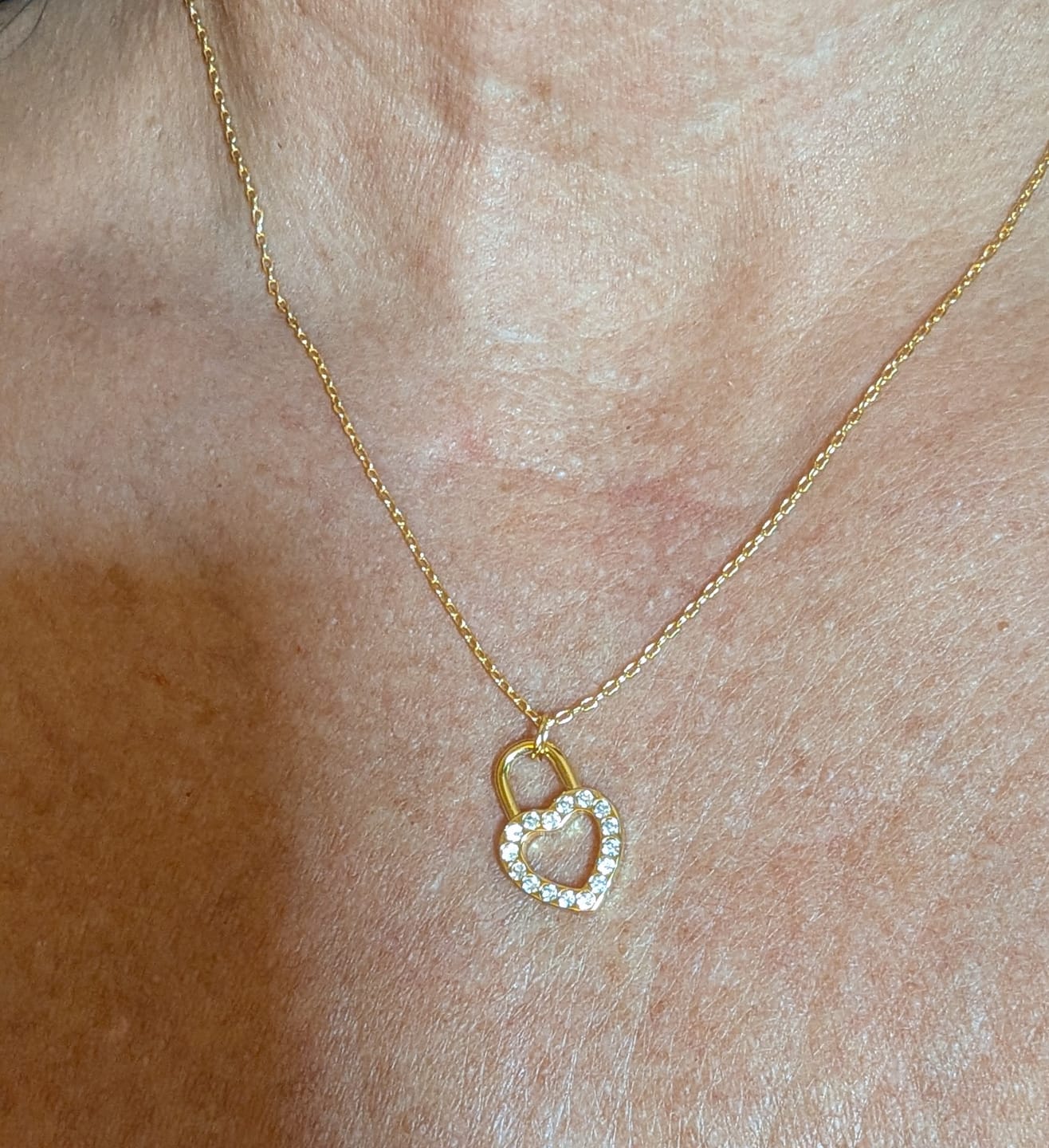 Customer photo review of Janelle 18k White Gold Plated Heart Padlock Pendant Necklace with Swarovski Crystals