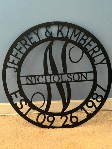 Customer photo review of Elaborate Name - Steel Sign