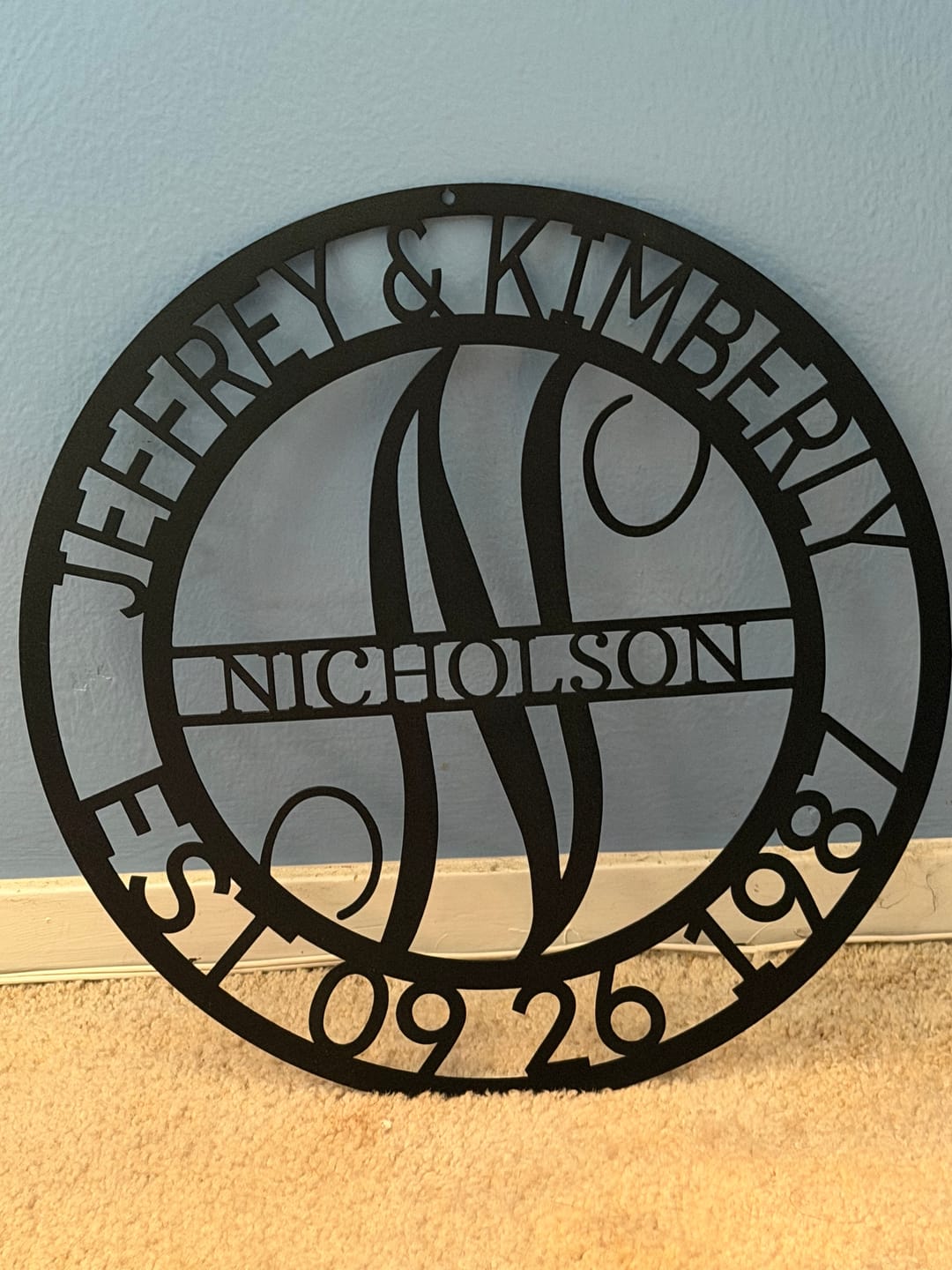 Customer photo review of Elaborate Name - Steel Sign