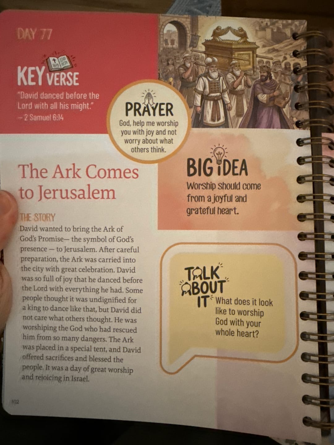 Customer photo review of The Bible In A Year For Kids: A 52-Week Journey Through God's Word