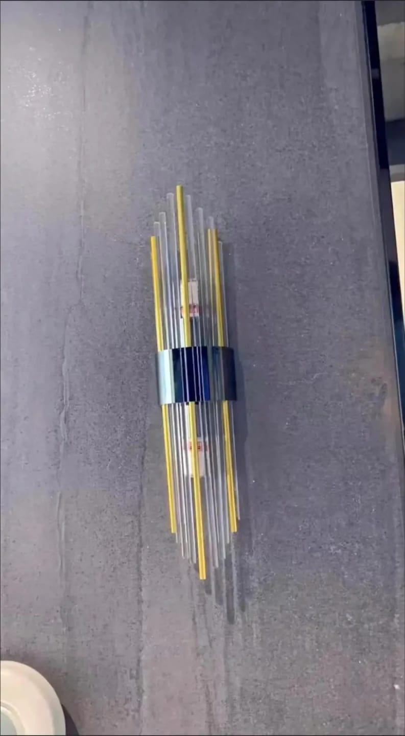 Customer photo review of Black Wall Light for Hallway, Slim Crystal Rods, 56 cm