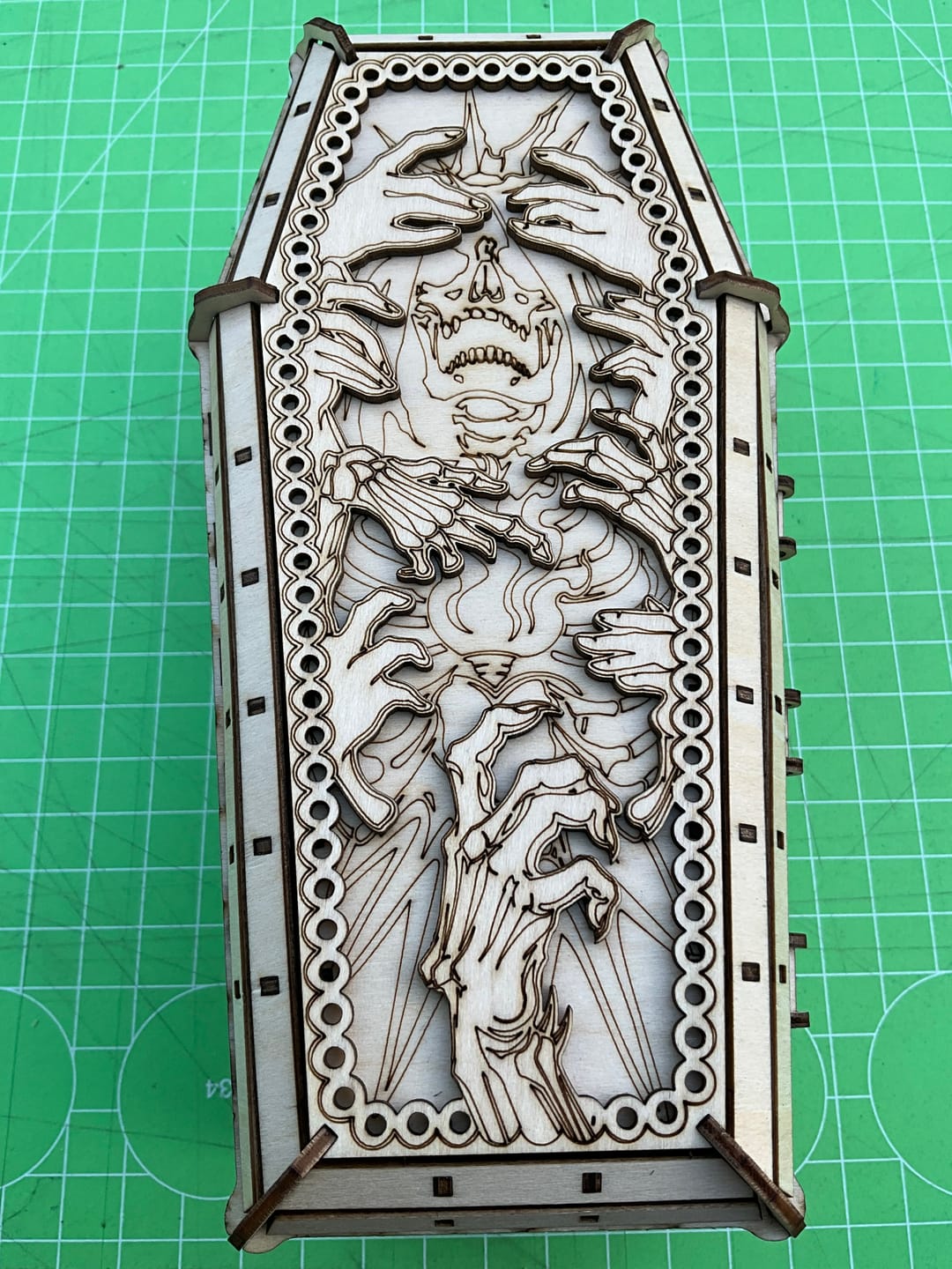 Customer photo review of 3 Halloween Candy Coffin Gift Box SVG Laser Cut