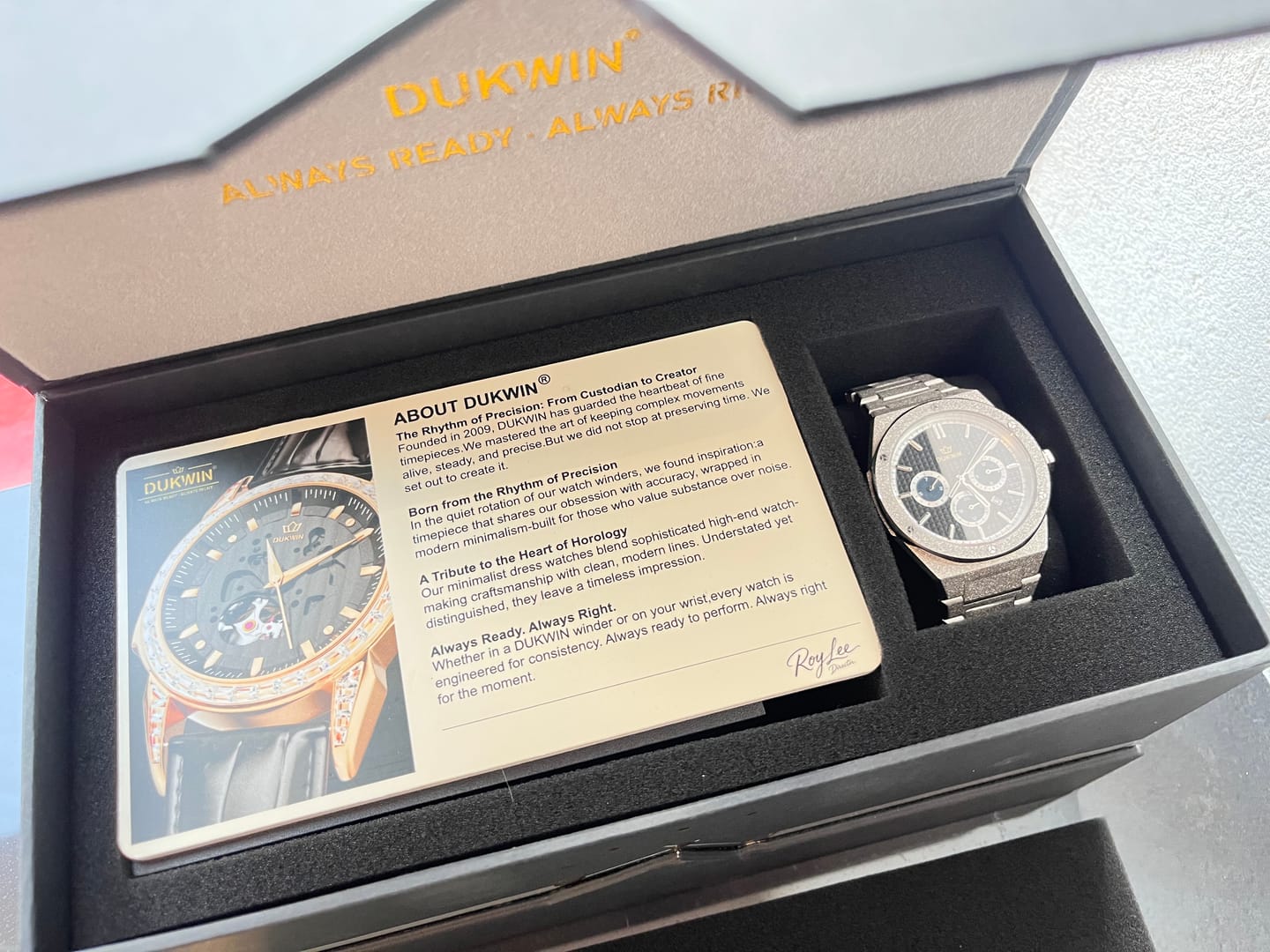 Customer photo review of Regal Baron - Sparkling Frosted Texture Steel Black Dial Miyota 9120 Automatic Watch for Men l Bonus Precision Winder Included
